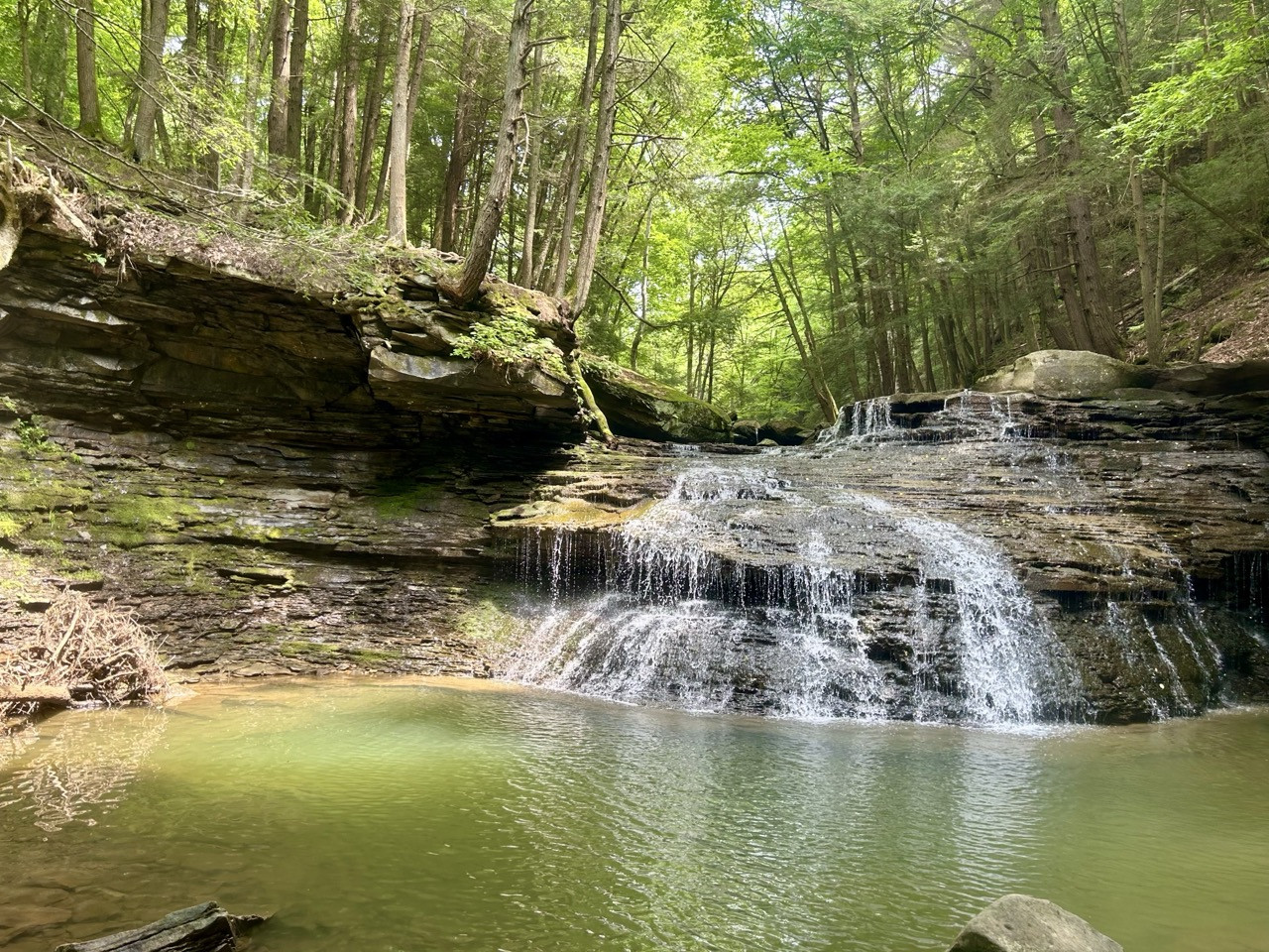Waterfalls in Clarion County Pennsylvania near Cook Forest State Park popular for hiking and camping day trips.